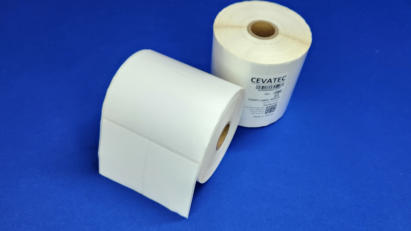 Cuộn tem decal nhựa PVC 50mm x 70mm hàng 2 tem ngang.